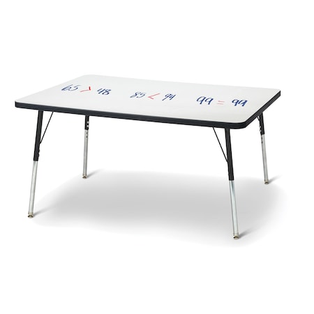 Jonti-Craft Berries Rectangle Dry Erase Table, 30 in. x 48 in., A-height, Write-n-Wipe/Black/Black 6473JCA420